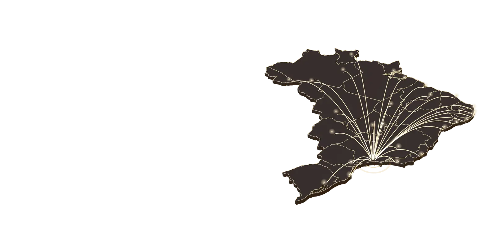 Mapa do Brasil com rotas saindo de São Paulo para todos os estados